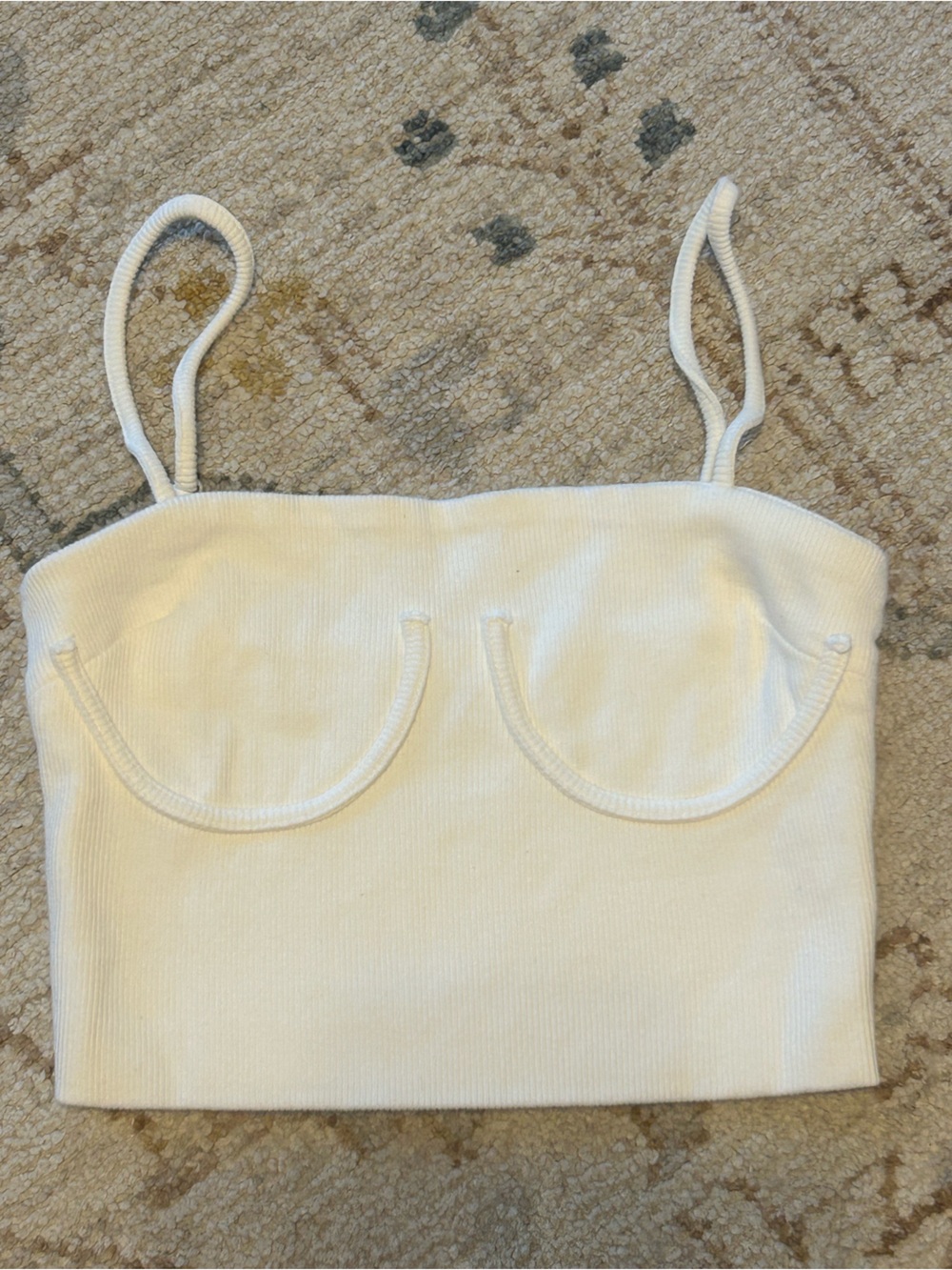 DISSH White Ribbed Drawstring Crop Top